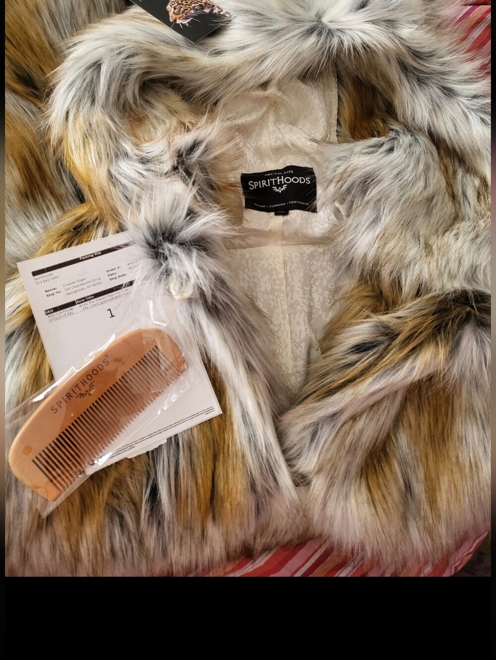 SpiritHoods Multitone Grey and Tan Faux Fur Wolf Hood - Picture 3 of 6